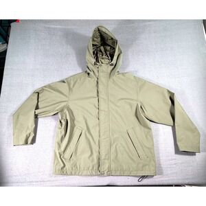 L.L.Bean‎ Men's L Hooded Windbreaker Jacket Olive Green Zip Front Outdoor Hiking
